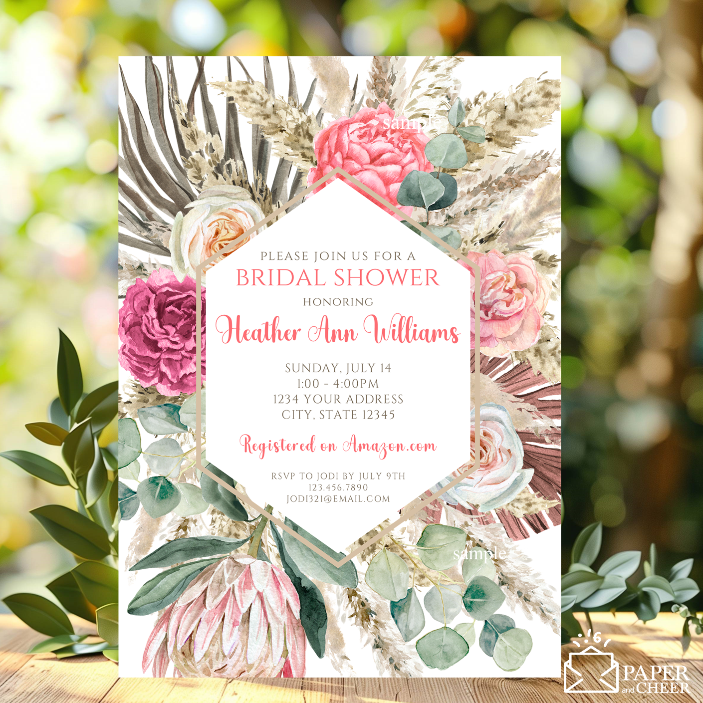 Boho Floral Bridal Shower Invitation