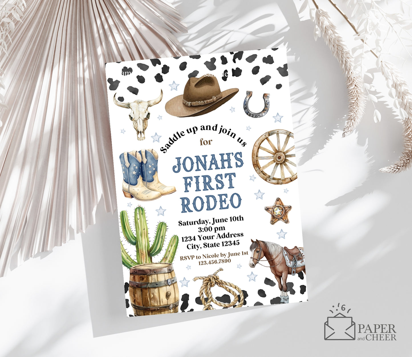 First Rodeo Cowboy Birthday Invitation