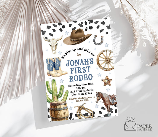 First Rodeo Cowboy Birthday Invitation