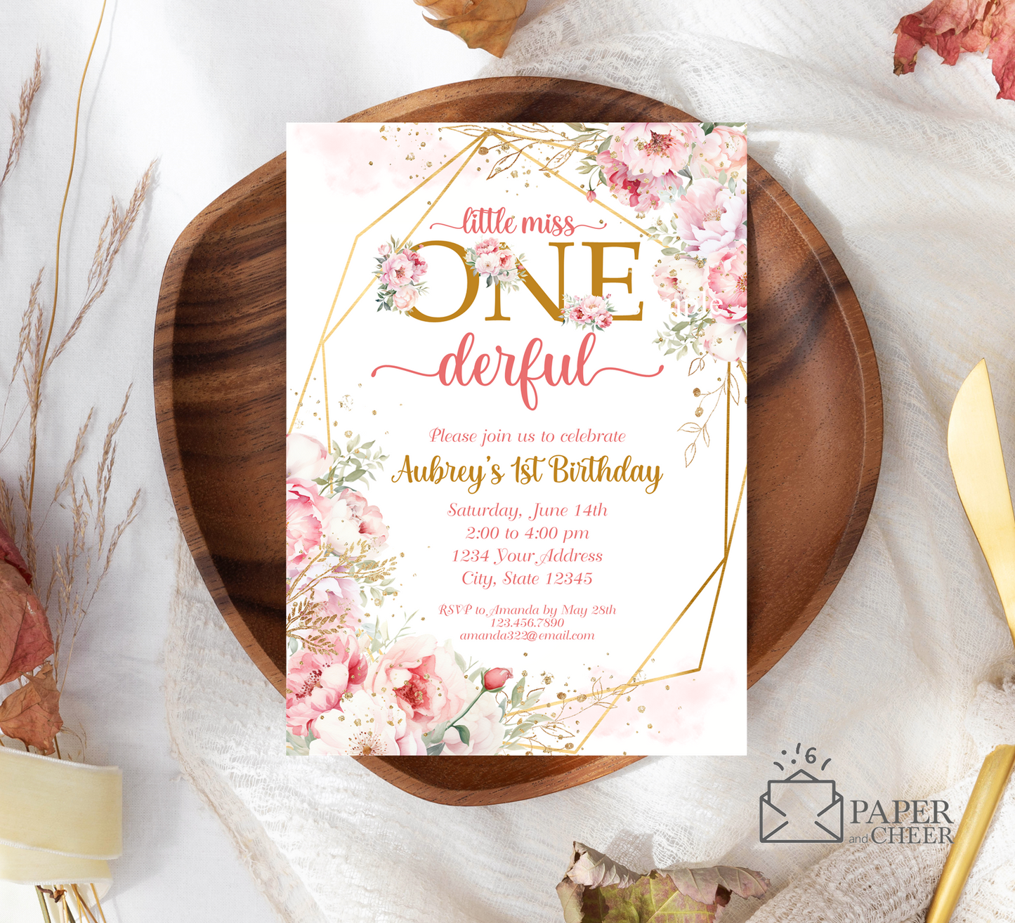 Little Miss One-derful Birthday Invitations