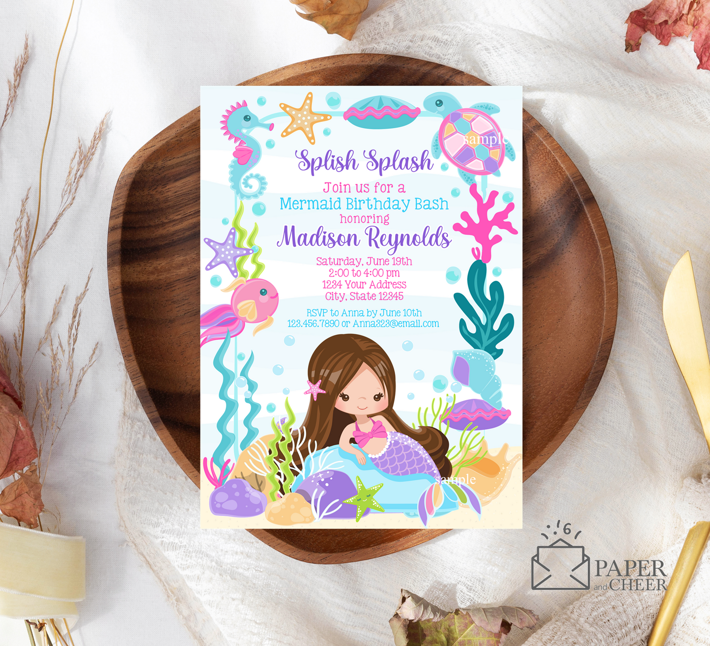 Mermaid Birthday Invitation (any age)