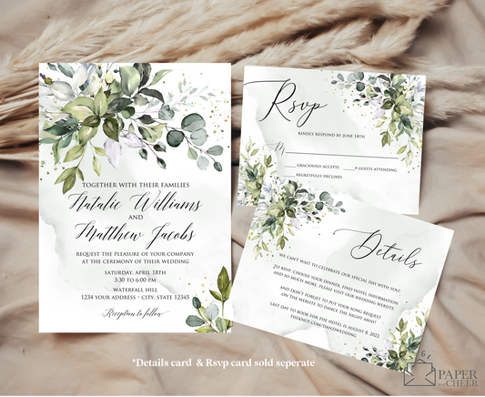 Eucalyptus Greenery Wedding Invitation