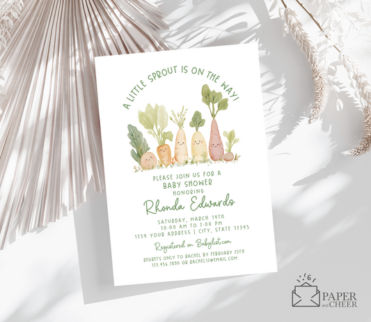 A Little Sprout is on the Way Baby Shower Invitations