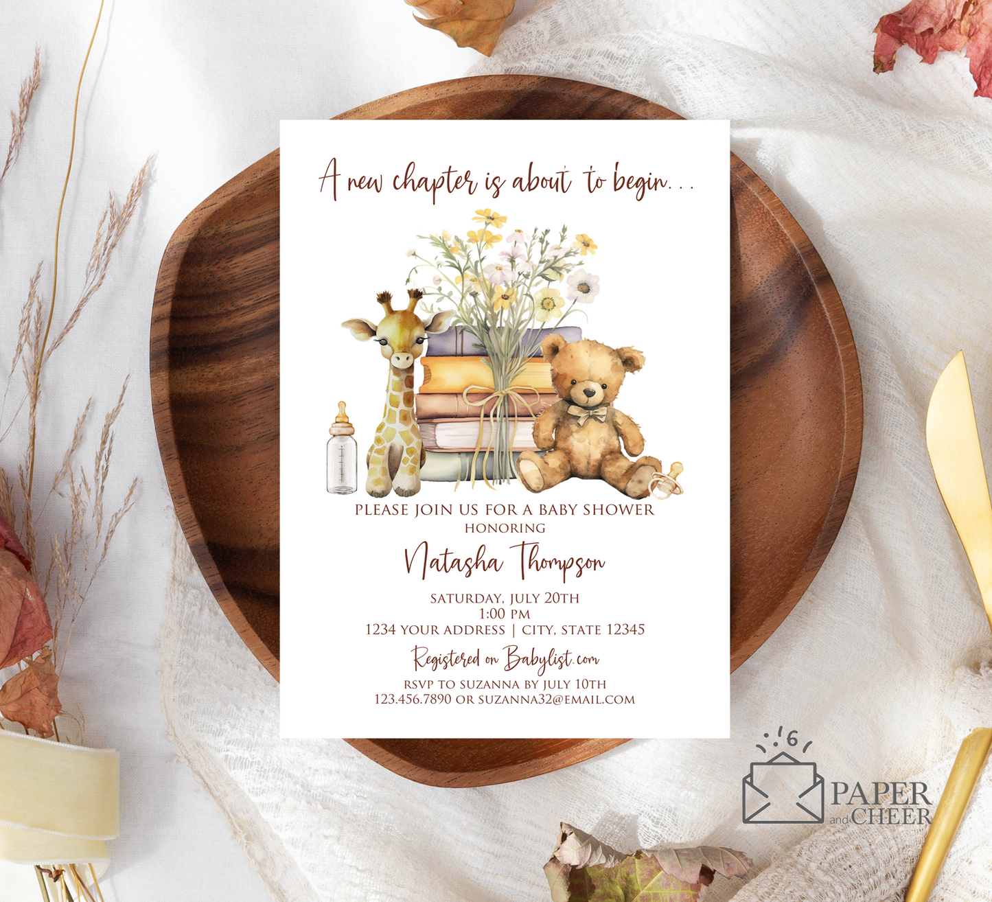 A New Chapter is About to Begin Baby Shower Invitation