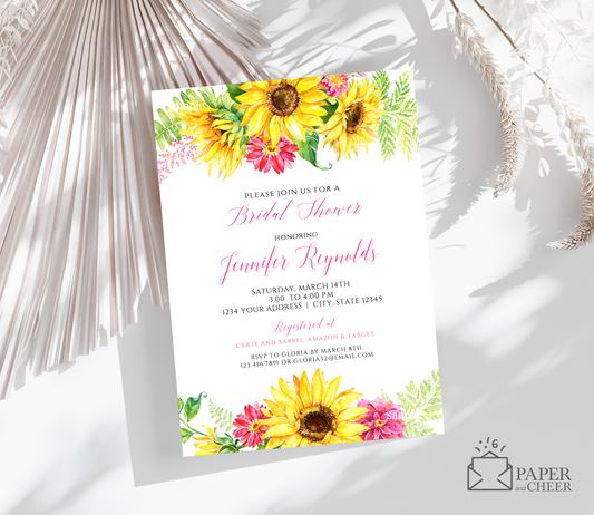 Sunflower Bridal Shower Invitation