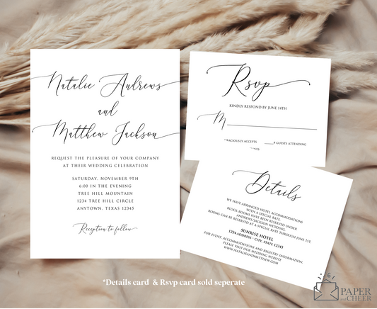 Simple Minimalist Wedding Invitation