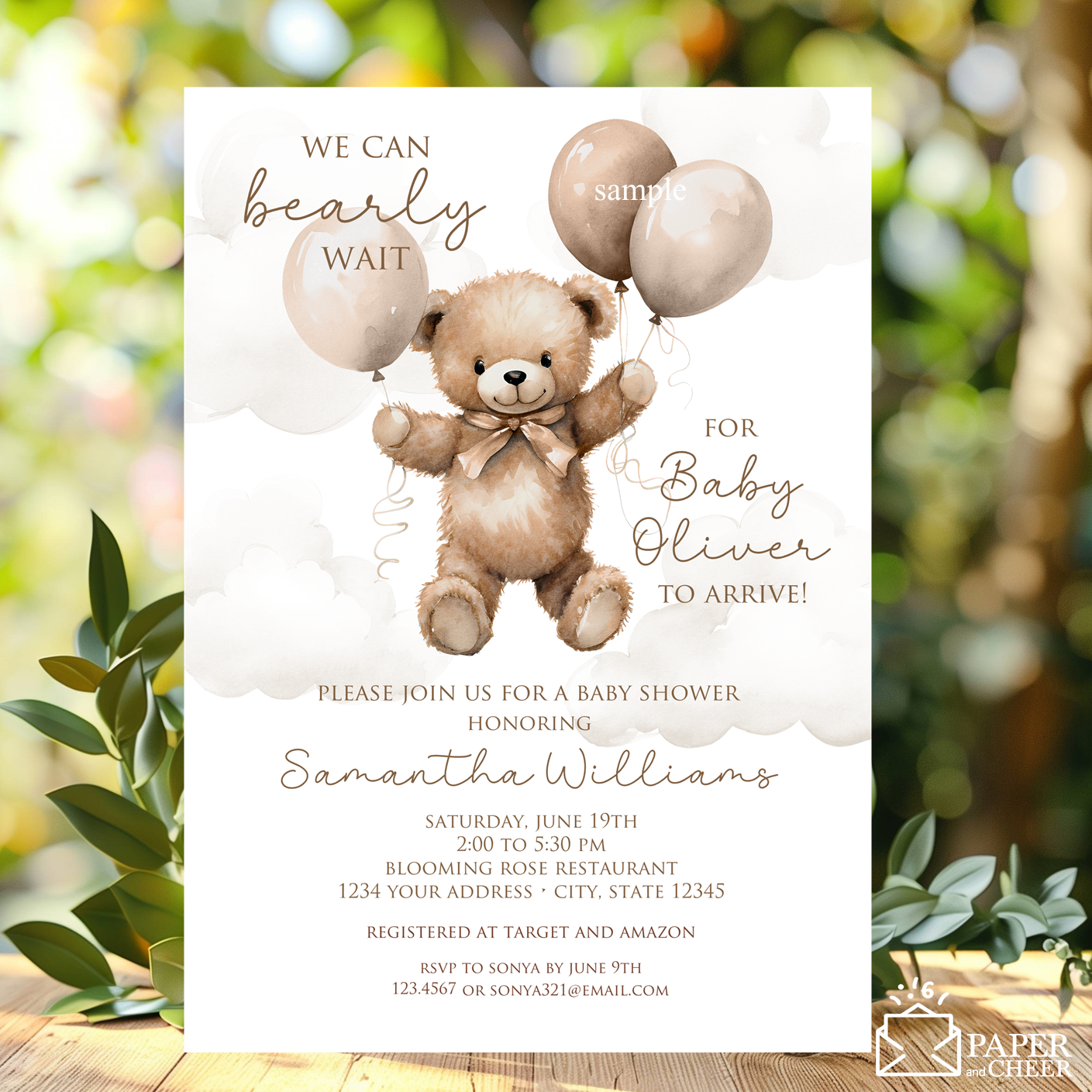 Teddy Bear Baby Shower Invitation (Gender Neutral)