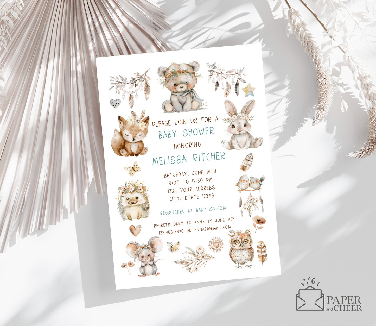 Woodland Baby Shower Invitations (Blue Boy)