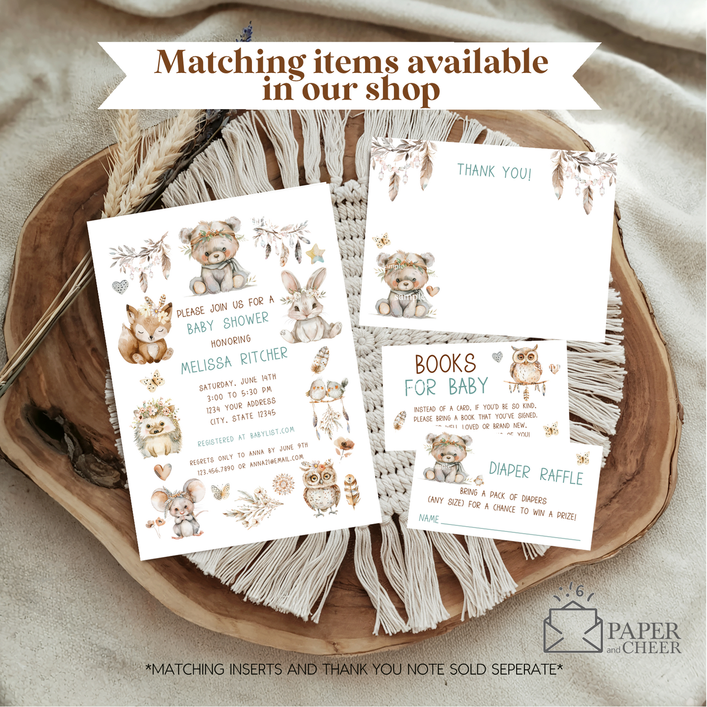 Woodland Baby Shower Invitations (Blue Boy)