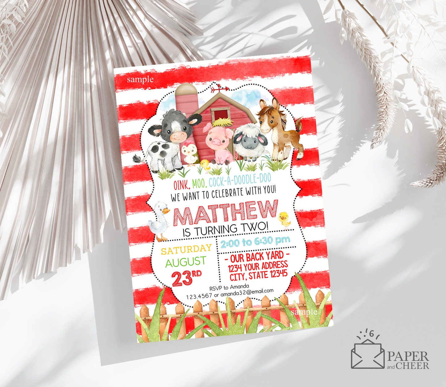 Farm Birthday Invitation (any age)