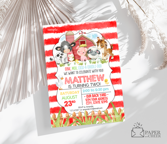 Farm Birthday Invitation (any age)