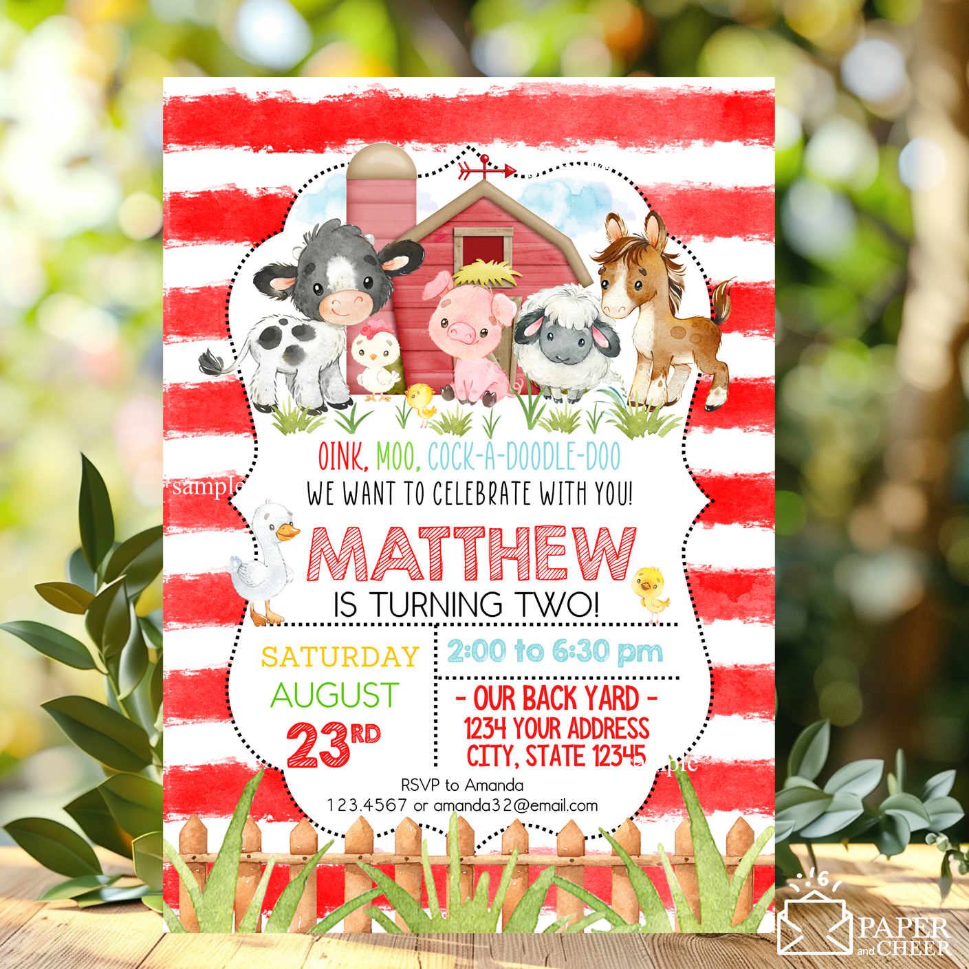 Farm Birthday Invitation (any age)