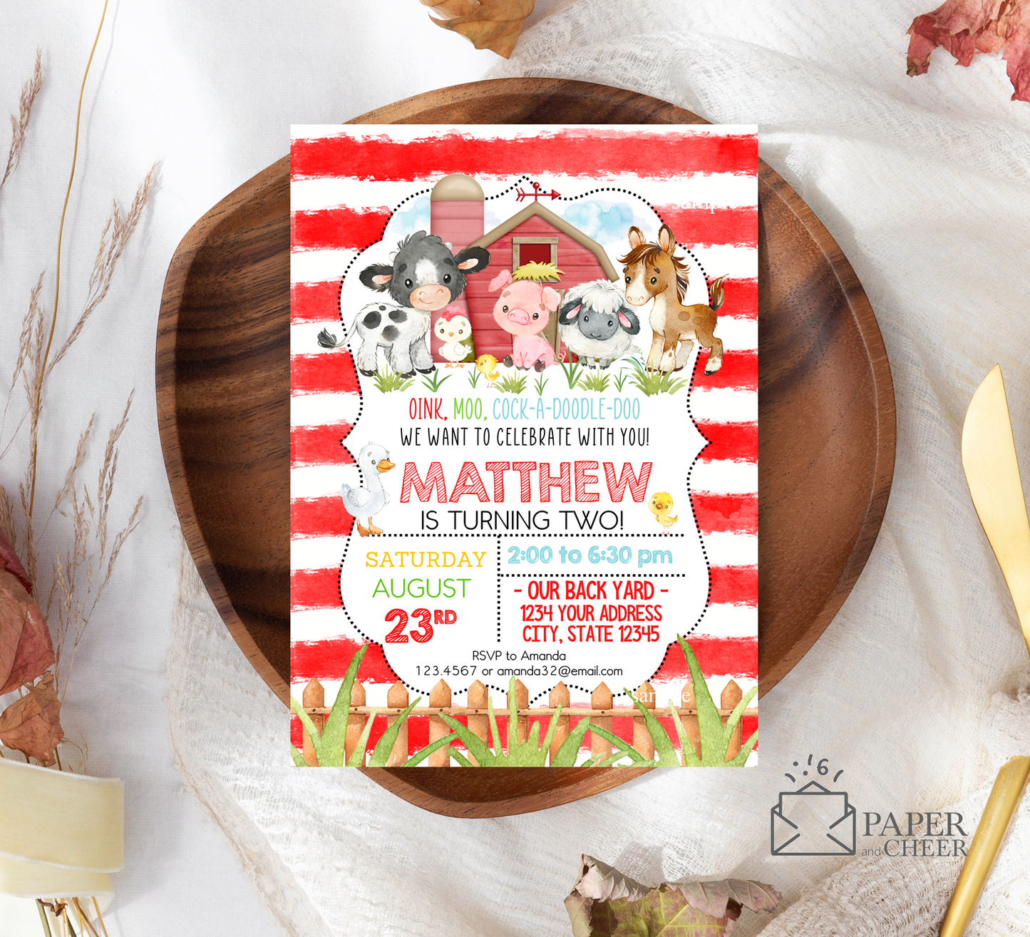 Farm Birthday Invitation (any age)