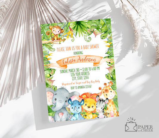Jungle Safari Baby Shower Invitation