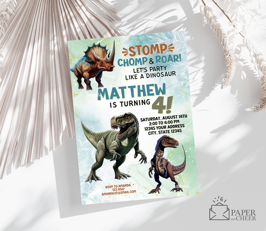 Dinosaur Birthday Invitation (Any Age) (Copy)