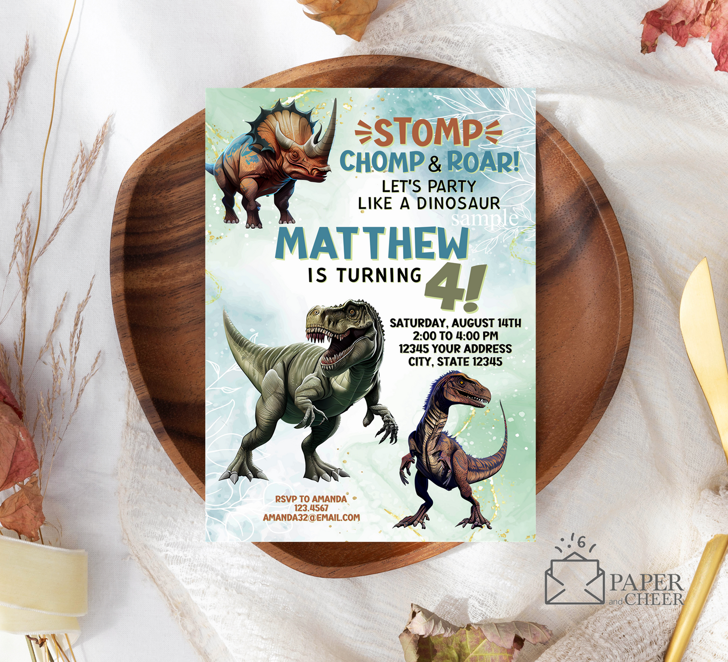 Dinosaur Birthday Invitation (Any Age) (Copy)