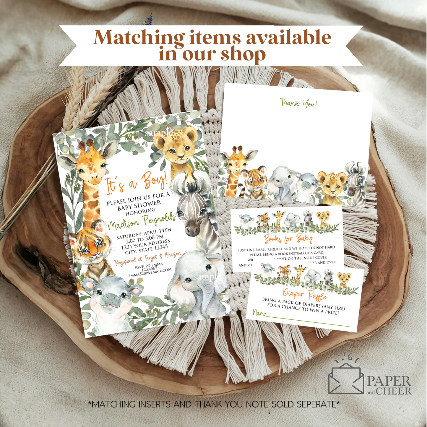 Jungle Safari Baby Shower Invitation