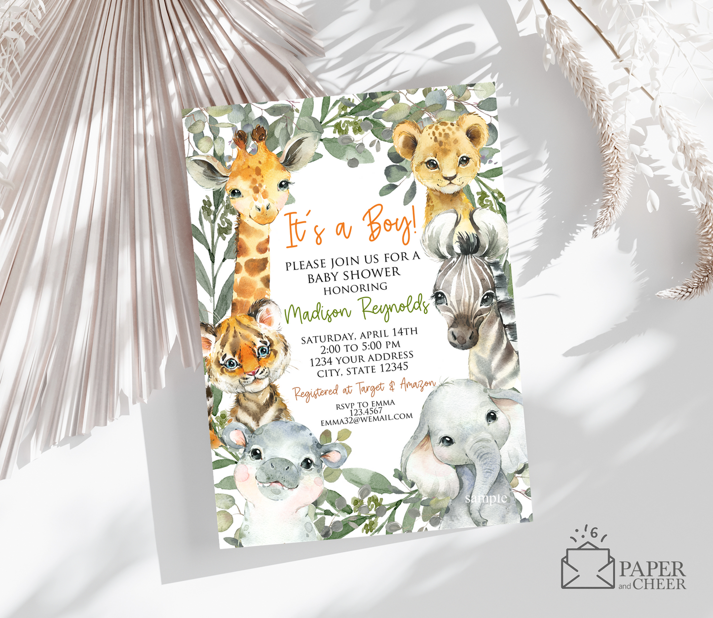 Jungle Safari Baby Shower Invitation
