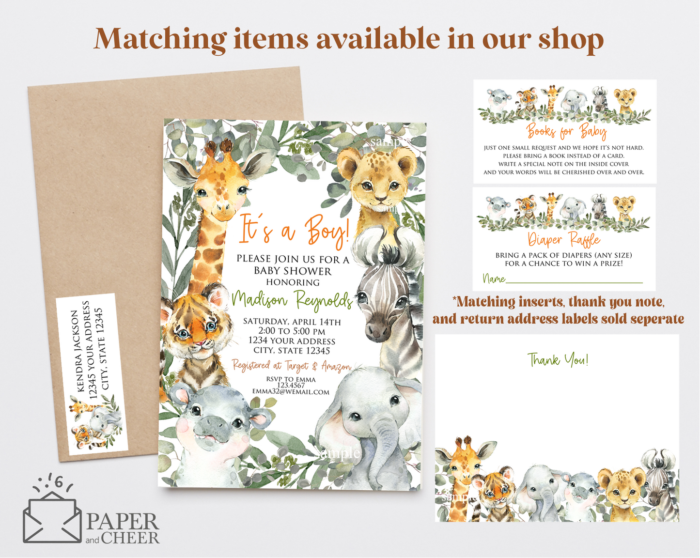 Jungle Safari Baby Shower Invitation