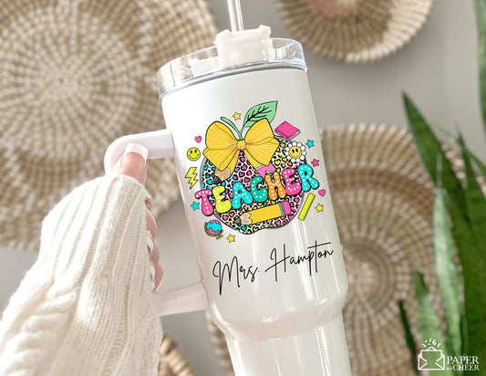 Colorful Apple Teacher Tumbler (Personalized)